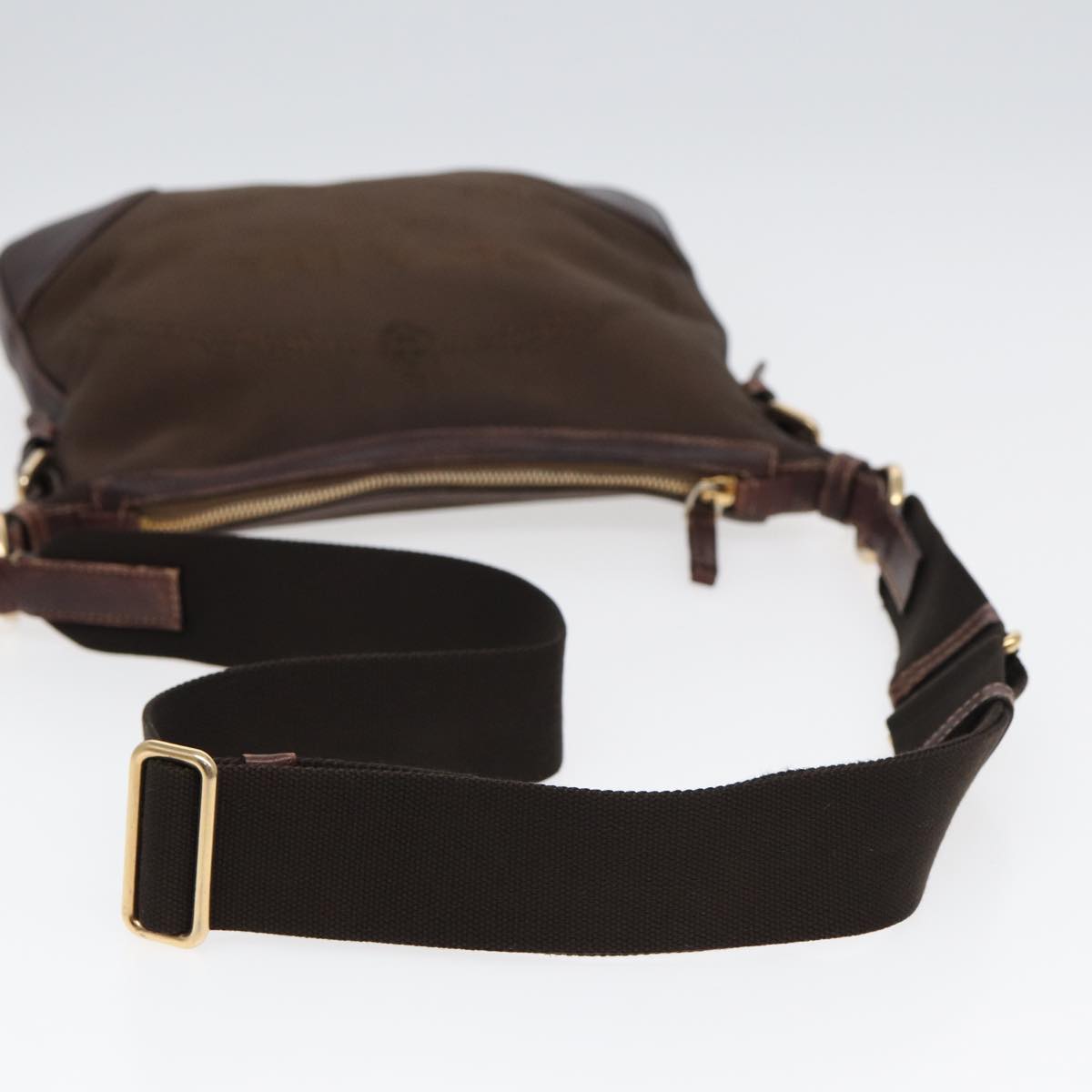 PRADA Shoulder Bag Canvas Brown Auth bs16387