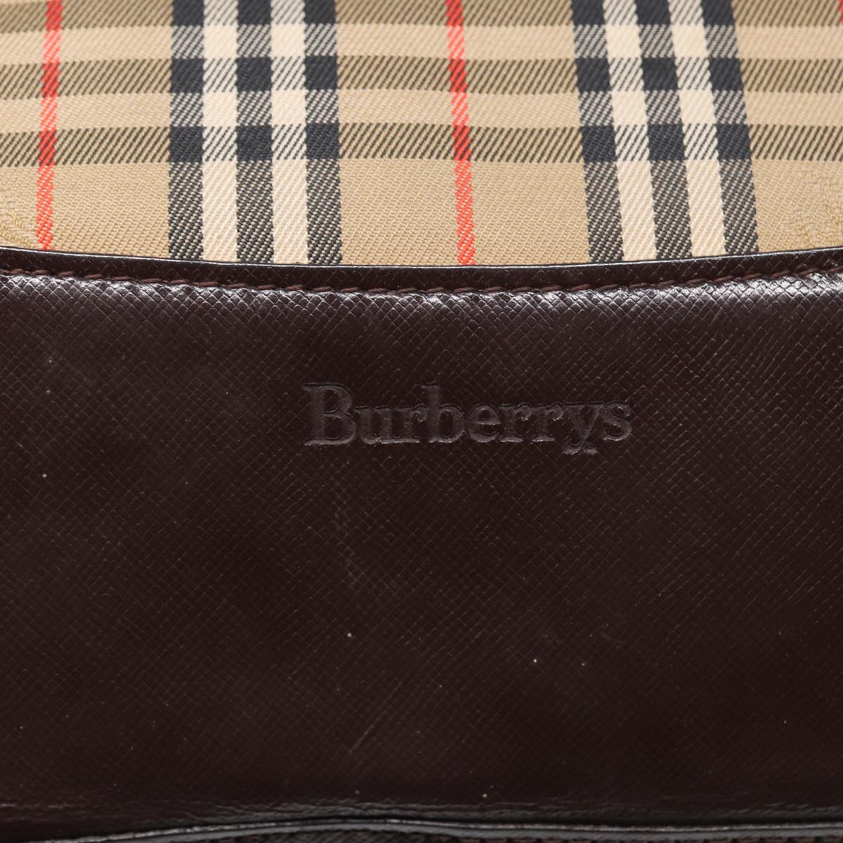 BURBERRYSs Nova Check Shoulder Bag Canvas Beige Auth bs16418