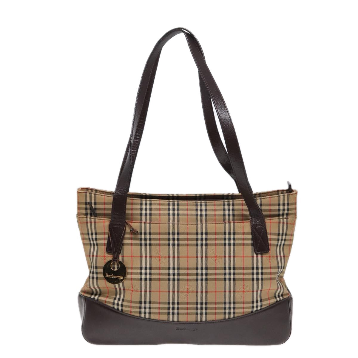 BURBERRYSs Nova Check Shoulder Bag Canvas Beige Auth bs16418