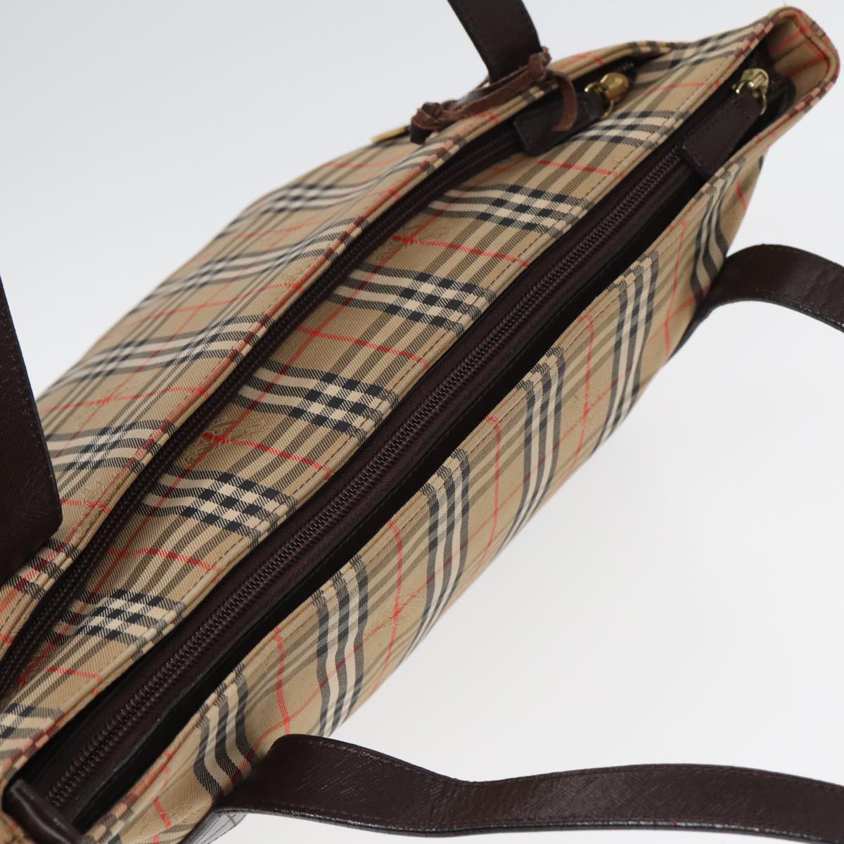 BURBERRYSs Nova Check Shoulder Bag Canvas Beige Auth bs16418
