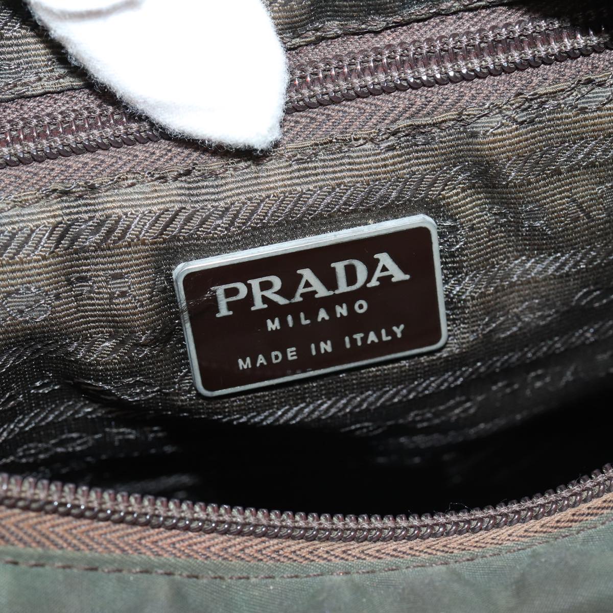 PRADA Hand Bag Nylon Khaki Auth bs16431