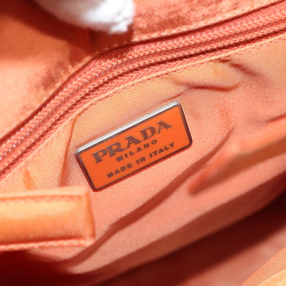 PRADA Hand Bag Satin Orange Auth bs16432