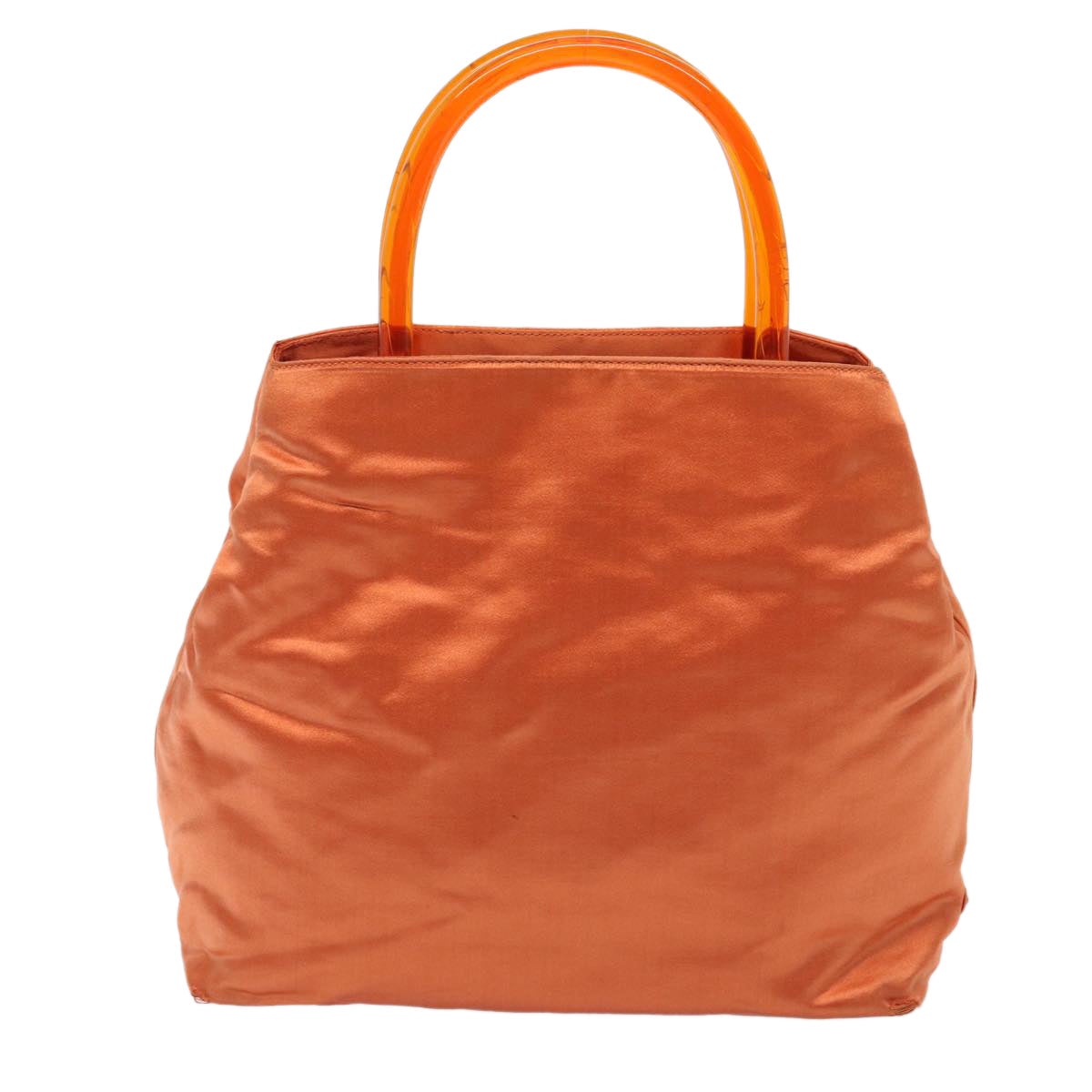 PRADA Hand Bag Satin Orange Auth bs16432