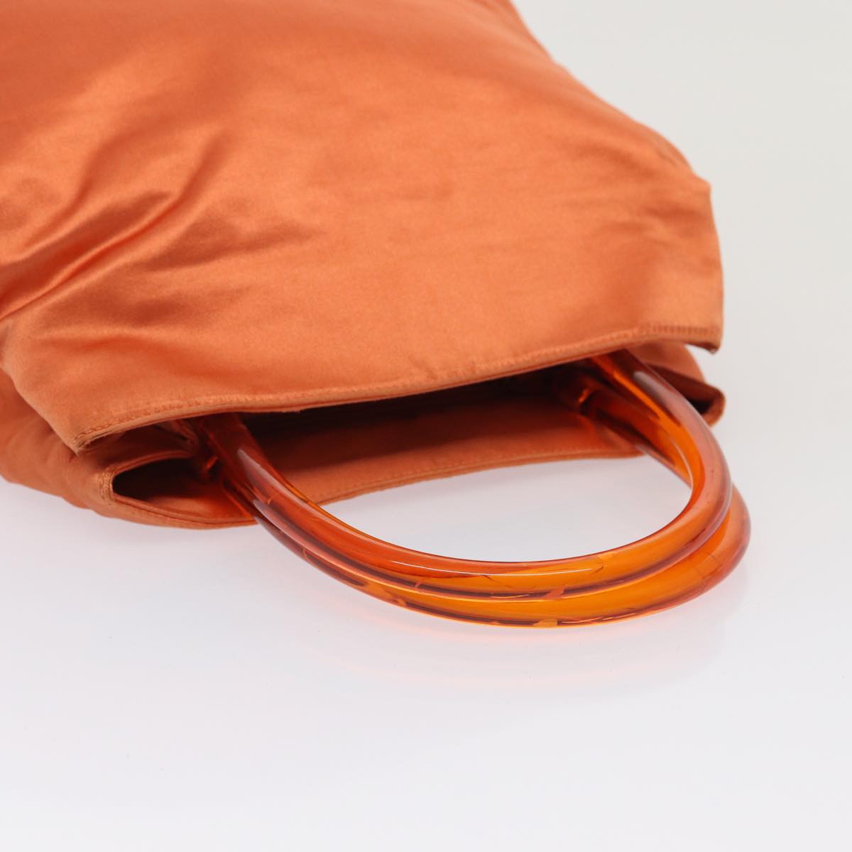 PRADA Hand Bag Satin Orange Auth bs16432