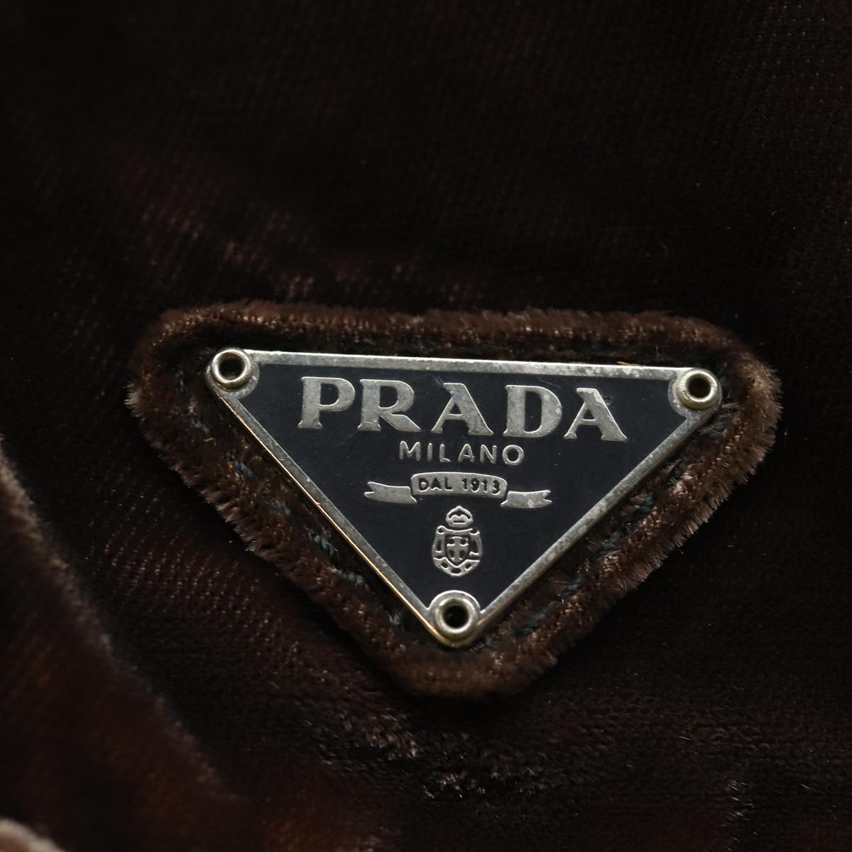 PRADA Hand Bag Velor Brown Auth bs16438