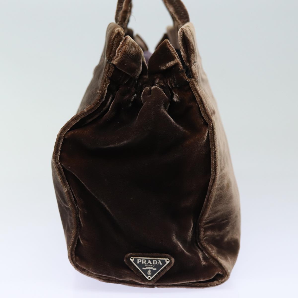 PRADA Hand Bag Velor Brown Auth bs16438