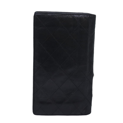 Chanel Cambon Line Long Wallet Leather Black CC Auth bs