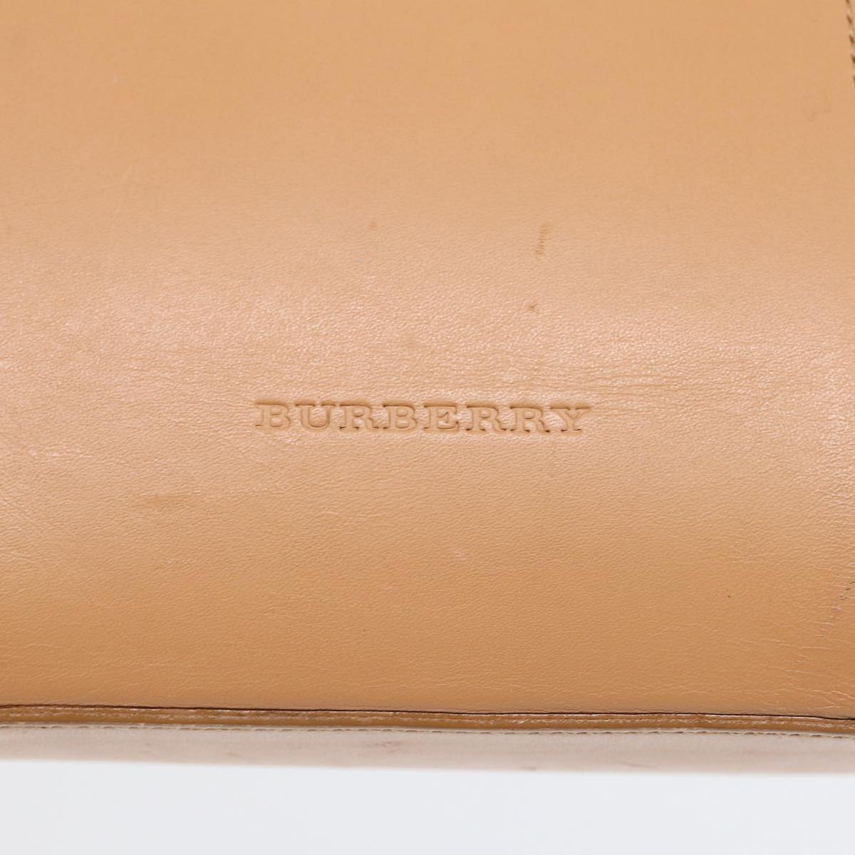 BURBERRY Hand Bag Leather Beige Gold Auth bs16528