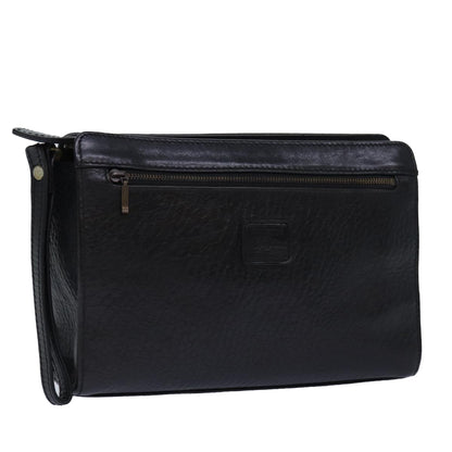BURBERRYSs Clutch Bag Leather Black Gold Auth bs16534