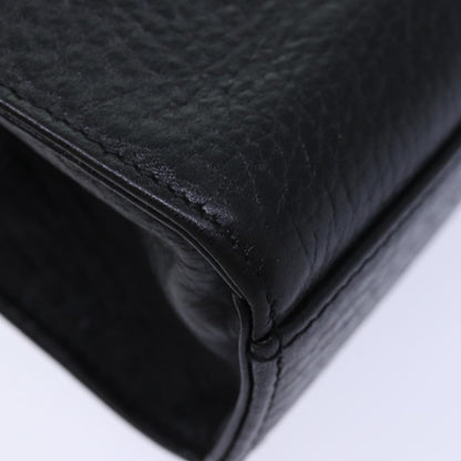 BURBERRYSs Clutch Bag Leather Black Gold Auth bs16534