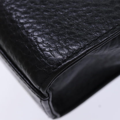 BURBERRYSs Clutch Bag Leather Black Gold Auth bs16534