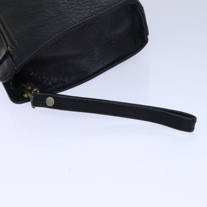 BURBERRYSs Clutch Bag Leather Black Gold Auth bs16534