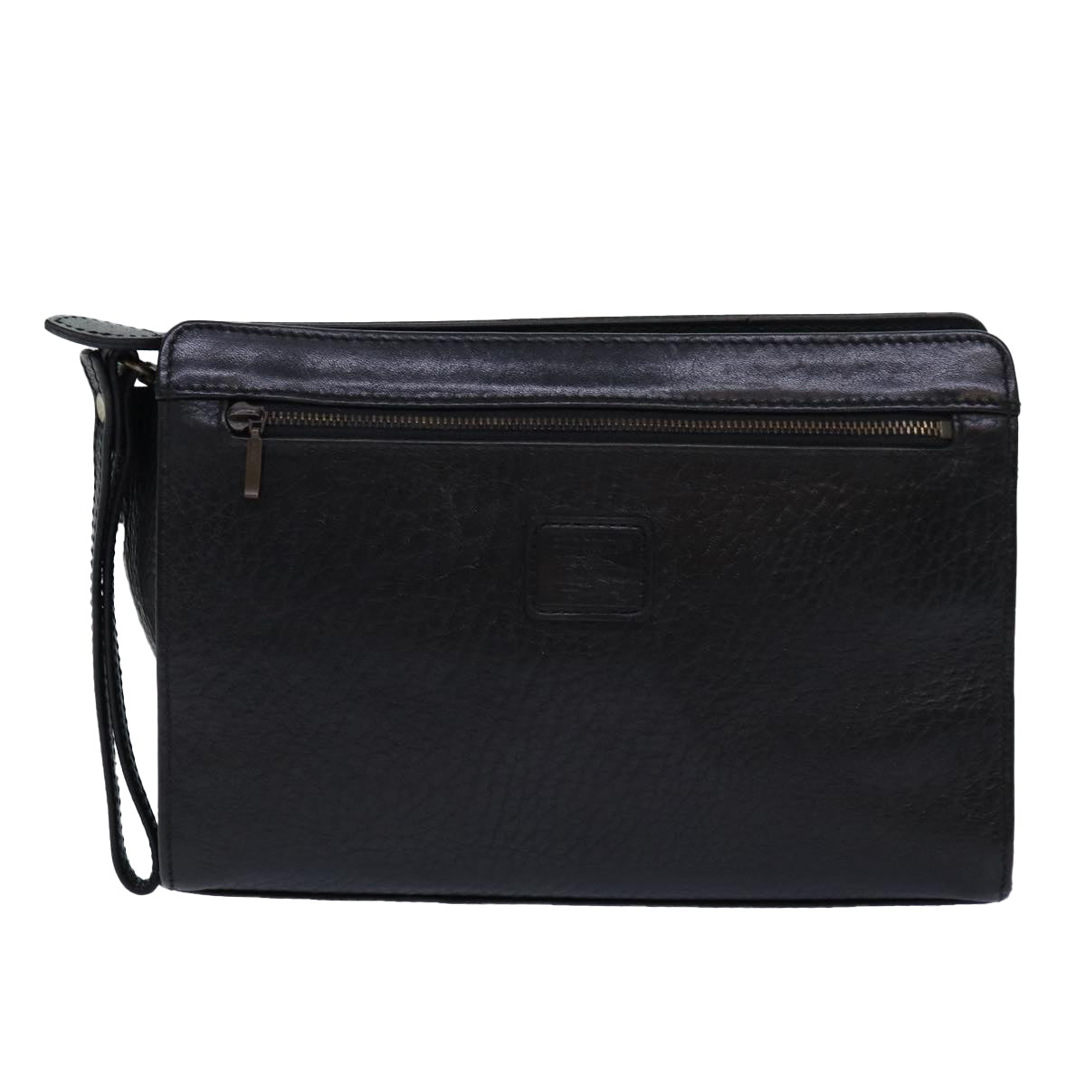 BURBERRYSs Clutch Bag Leather Black Gold Auth bs16534