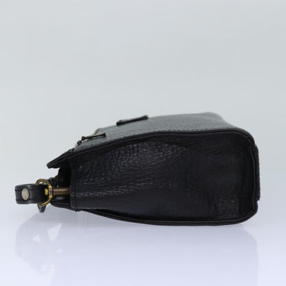BURBERRYSs Clutch Bag Leather Black Gold Auth bs16534
