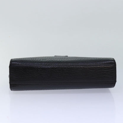 BURBERRYSs Clutch Bag Leather Black Gold Auth bs16534