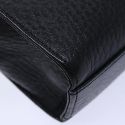 BURBERRYSs Clutch Bag Leather Black Gold Auth bs16534
