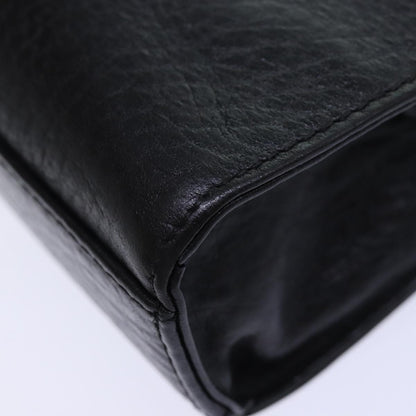 BURBERRYSs Clutch Bag Leather Black Gold Auth bs16534