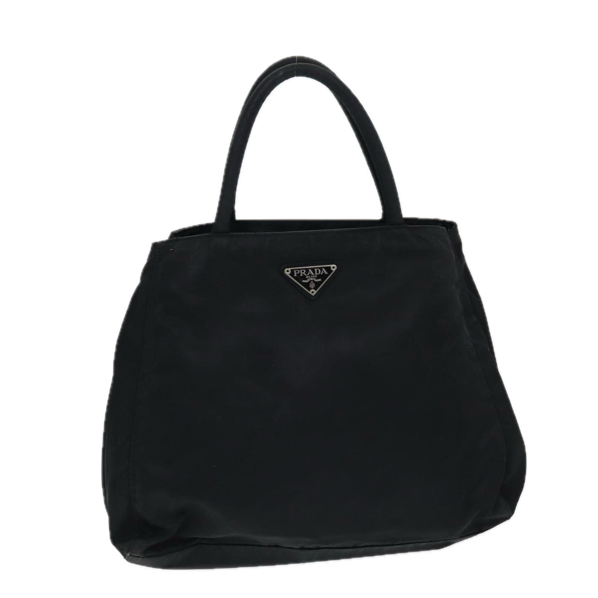 PRADA Hand Bag Nylon Black Silver Auth bs16538