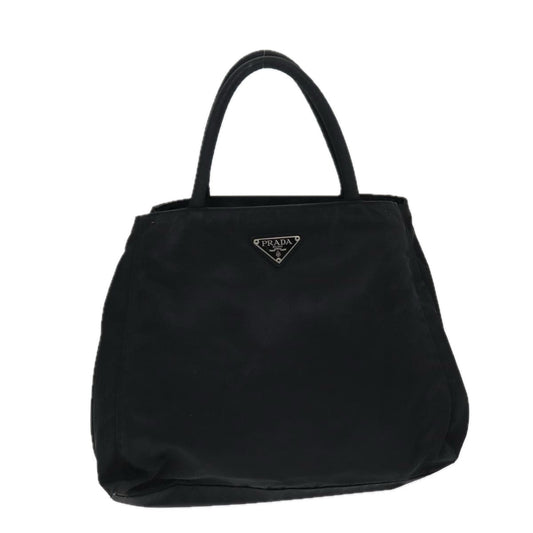 PRADA Hand Bag Nylon Black Silver Auth bs16538