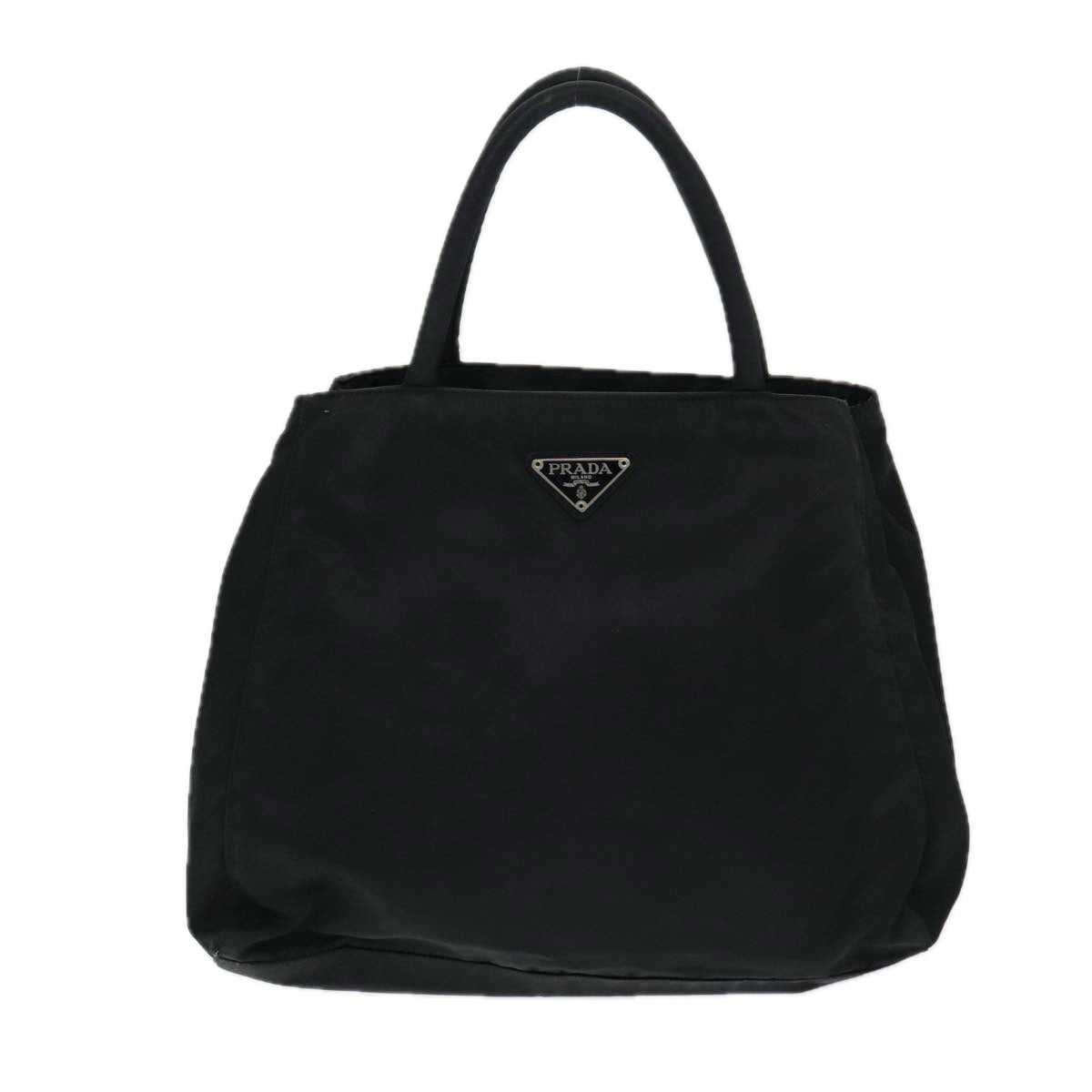 PRADA Hand Bag Nylon Black Silver Auth bs16538