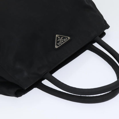 PRADA Hand Bag Nylon Black Silver Auth bs16538