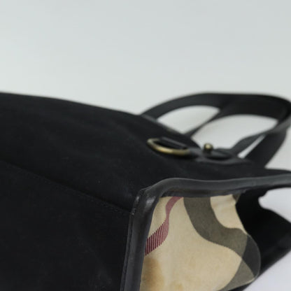 BURBERRY Tote Bag Canvas Beige Black Auth bs16580