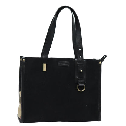 BURBERRY Tote Bag Canvas Beige Black Auth bs16580