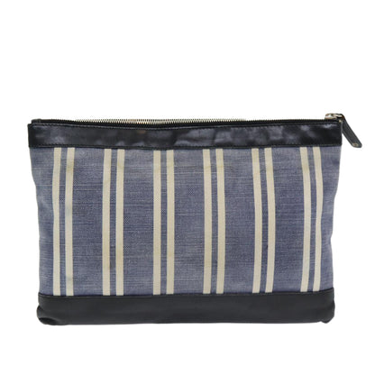 Balenciaga Clutch Bag Canvas Leather Blue Black Silver 420407 Auth bs16618