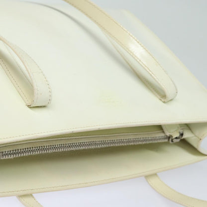 PRADA Hand Bag Enamel Silver White Auth bs16621