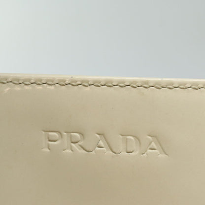 PRADA Hand Bag Enamel Silver White Auth bs16622