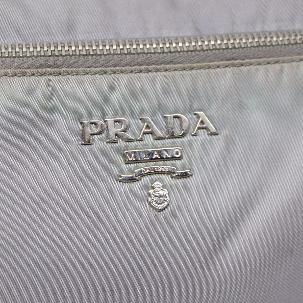 PRADA Shoulder Bag Nylon Blue Silver Auth bs16712