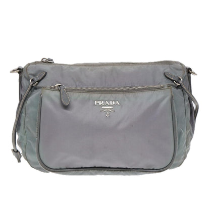 PRADA Shoulder Bag Nylon Blue Silver Auth bs16712