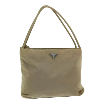 PRADA Tote Bag Nylon Beige Auth bs16733