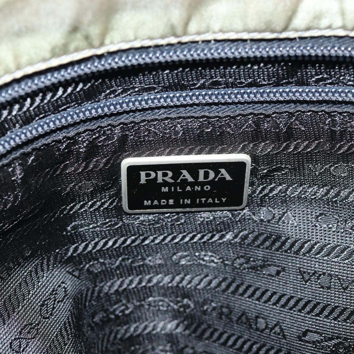 PRADA Tote Bag Nylon Beige Auth bs16733