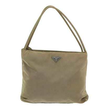 PRADA Tote Bag Nylon Beige Auth bs16733