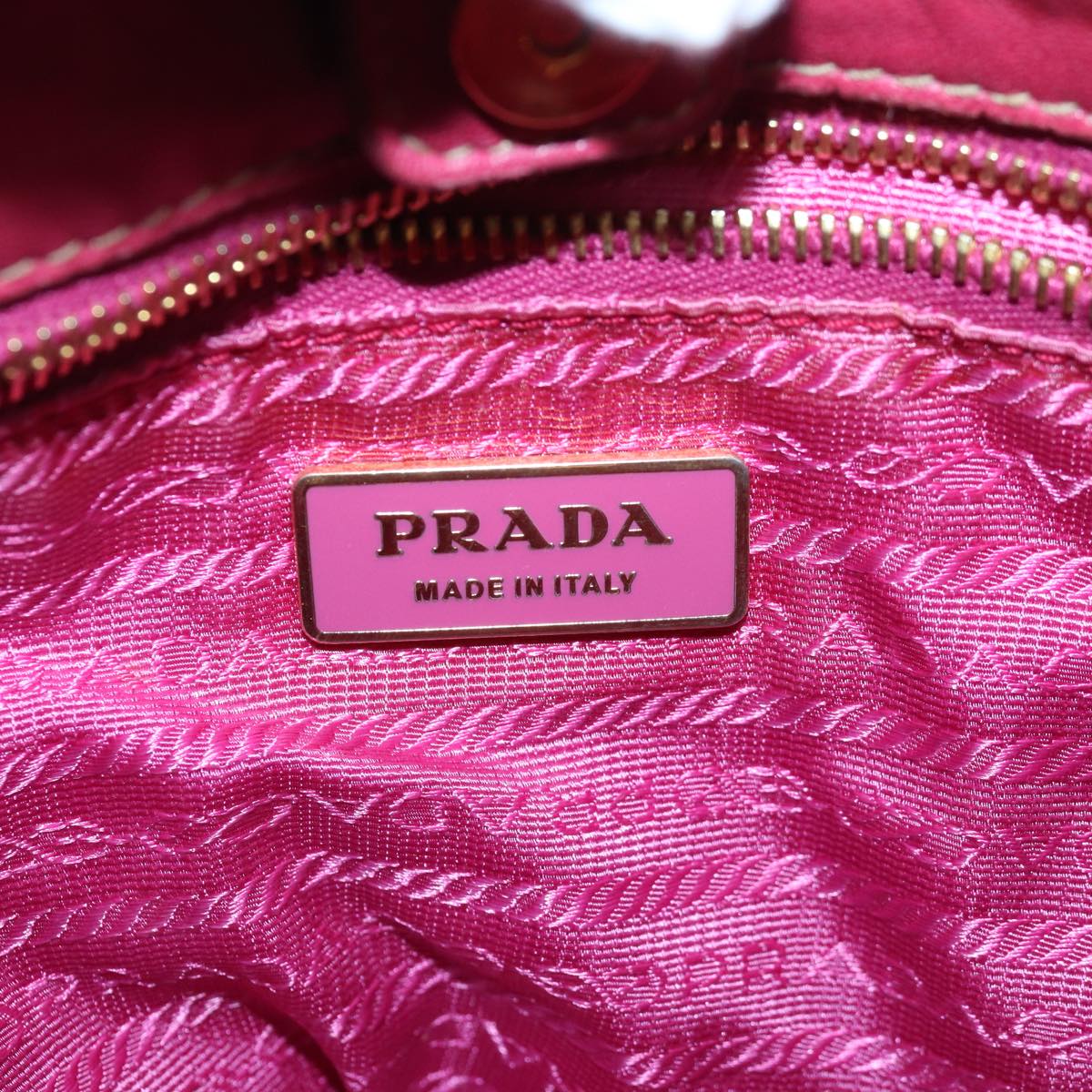 PRADA Hand Bag Leather Pink Auth bs16734