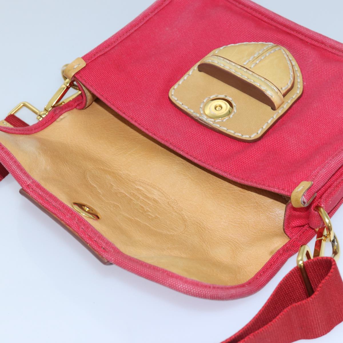 PRADA Shoulder Bag Canvas Red Auth bs16823