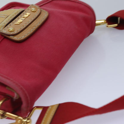 PRADA Shoulder Bag Canvas Red Auth bs16823