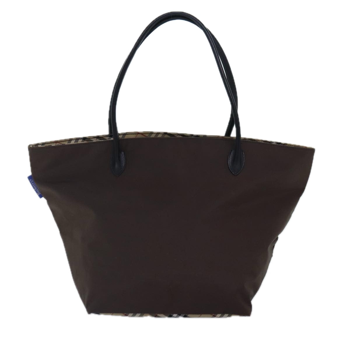 BURBERRYSs Nova Check Blue Label Hand Bag Nylon Brown Beige Auth bs16827