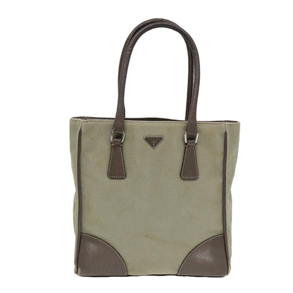 PRADA Hand Bag Canvas Khaki Auth bs16842