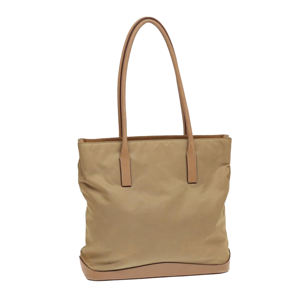 PRADA Tote Bag Nylon Beige Auth bs16845