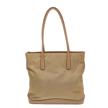 PRADA Tote Bag Nylon Beige Auth bs16845