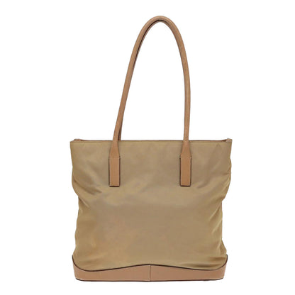 PRADA Tote Bag Nylon Beige Auth bs16845