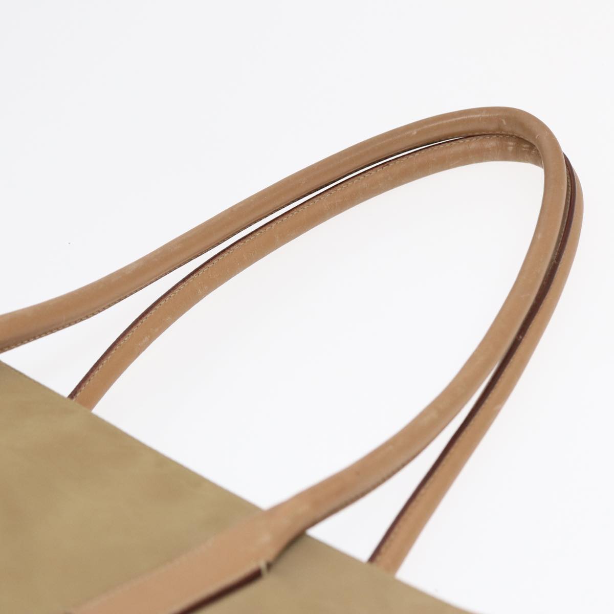 PRADA Tote Bag Nylon Beige Auth bs16845