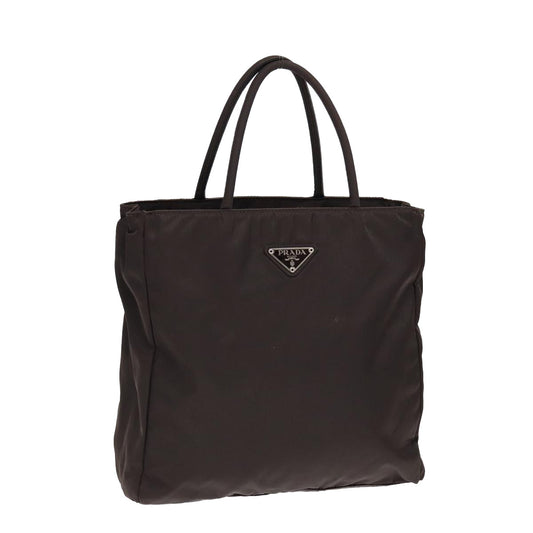 PRADA Hand Bag Nylon Brown Auth bs16846