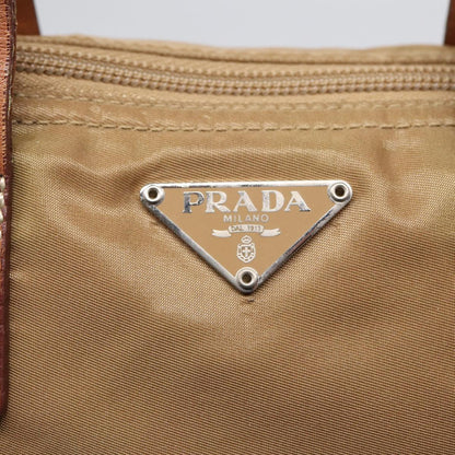 PRADA Hand Bag Nylon Beige Auth bs16850