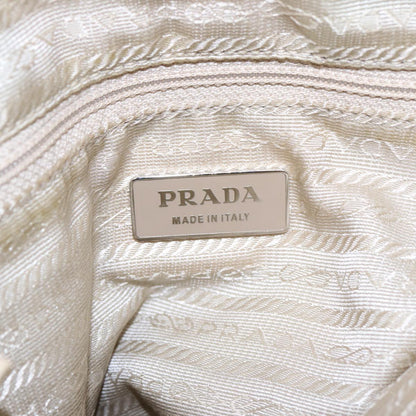 PRADA Hand Bag Nylon Beige Auth bs16850