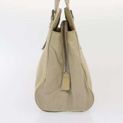 PRADA Hand Bag Leather Beige Auth bs16865