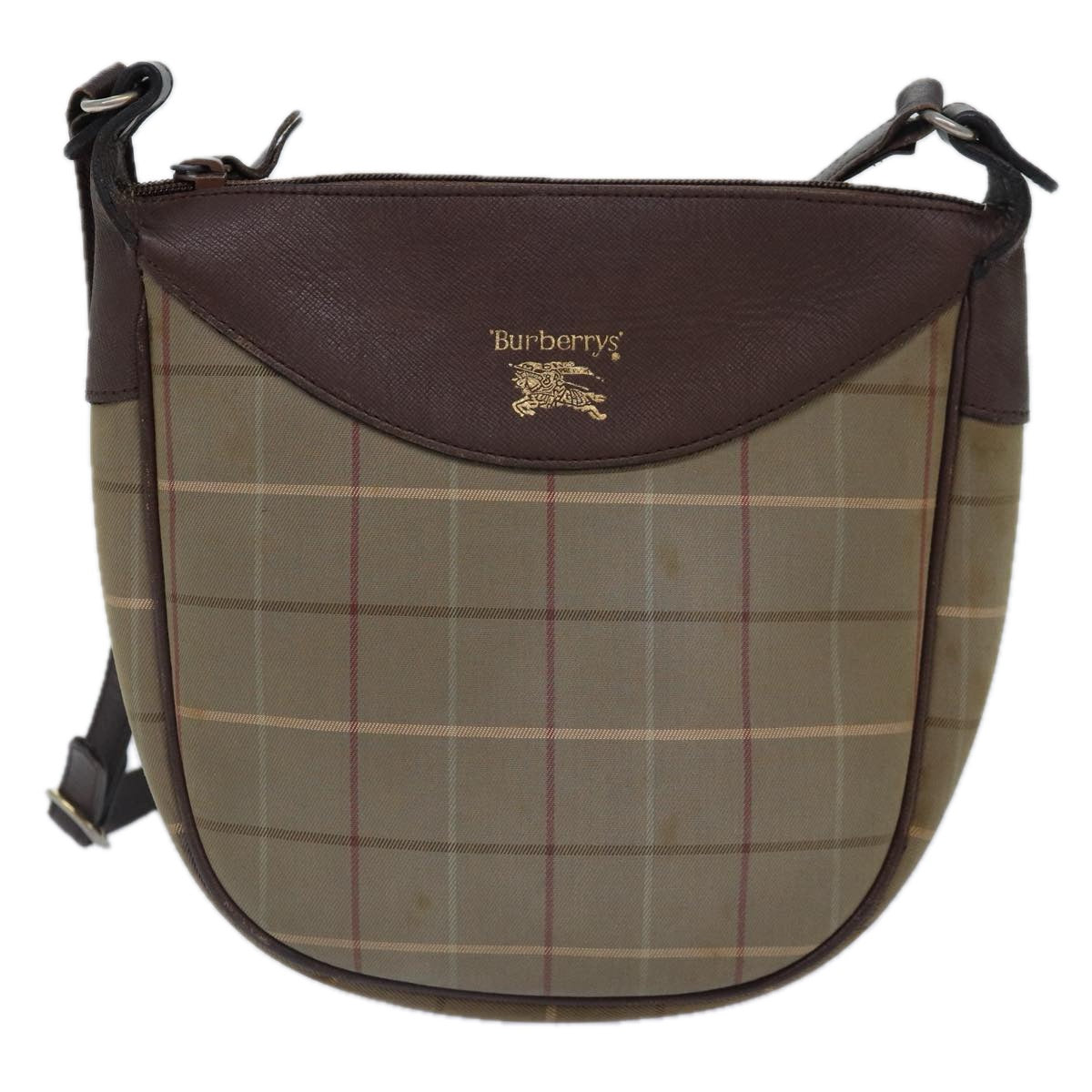 BURBERRYSs Nova Check Shoulder Bag Canvas Beige Auth bs16875