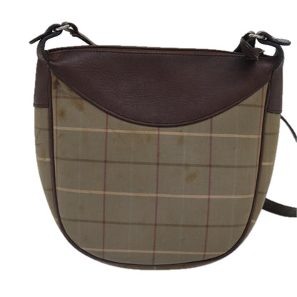 BURBERRYSs Nova Check Shoulder Bag Canvas Beige Auth bs16875